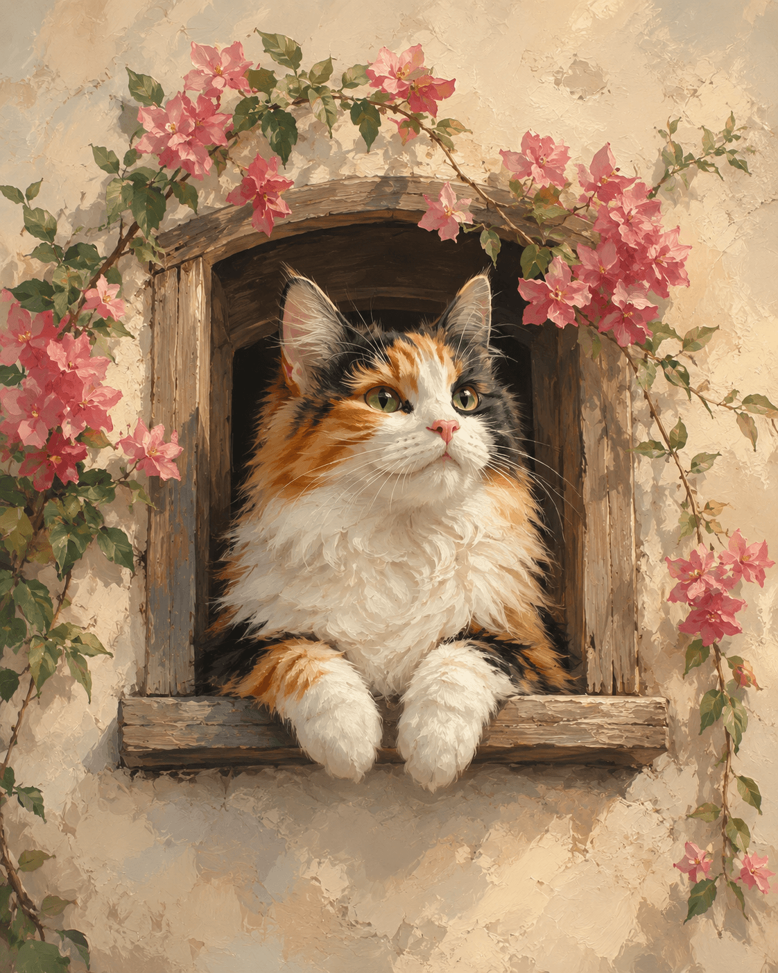 Retrato de mascota: Asomada entre Flores