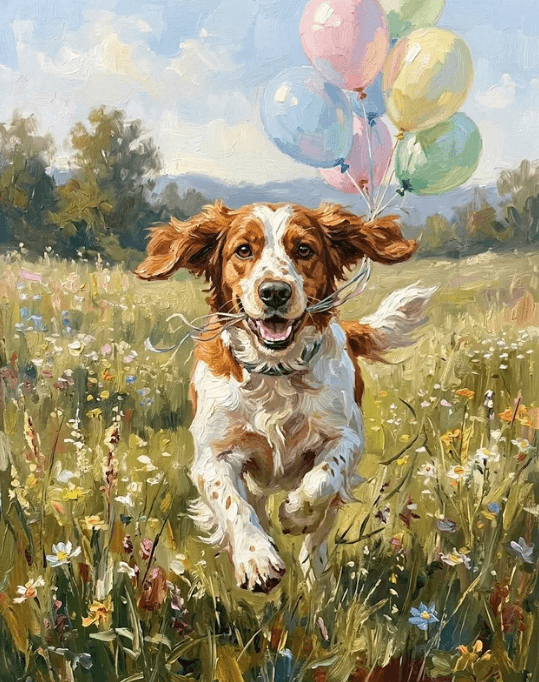 Retrato de mascota: Persiguiendo Globos