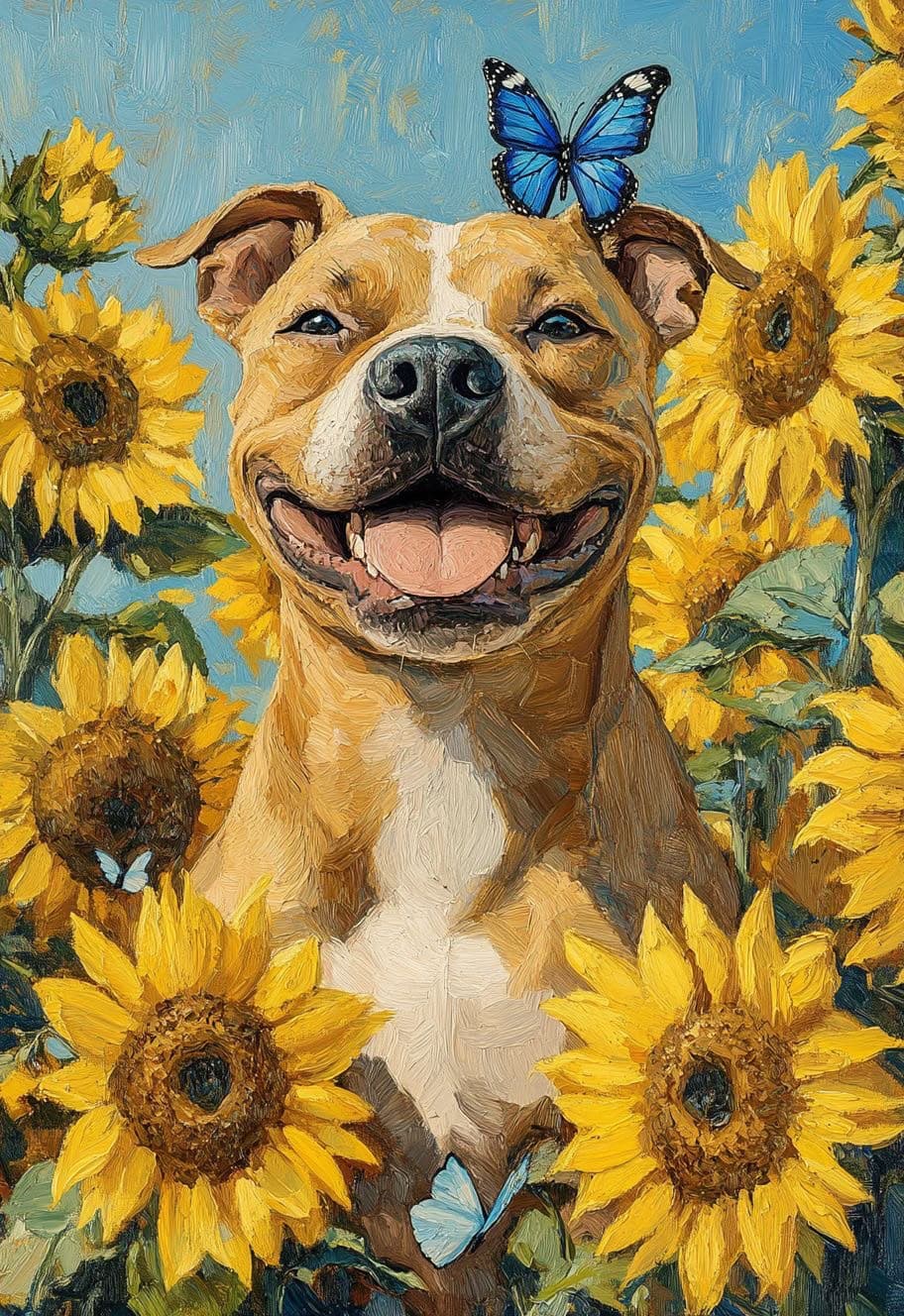 Retrato de mascota: Sonrisa entre Girasoles